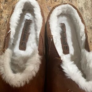 Timberland White Fur-Lined mules